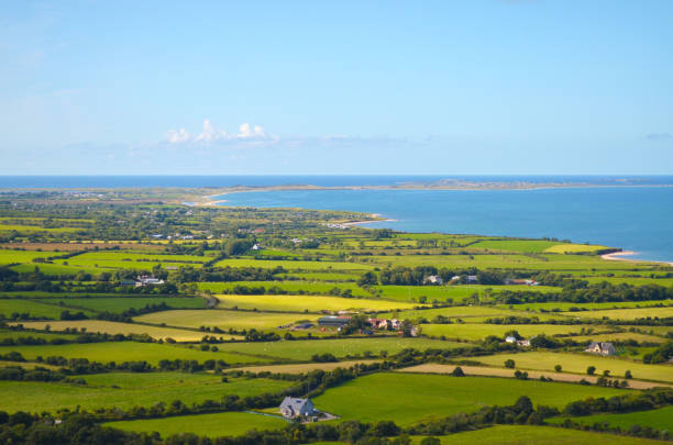 Coastal town and lighthouse in New England, North America